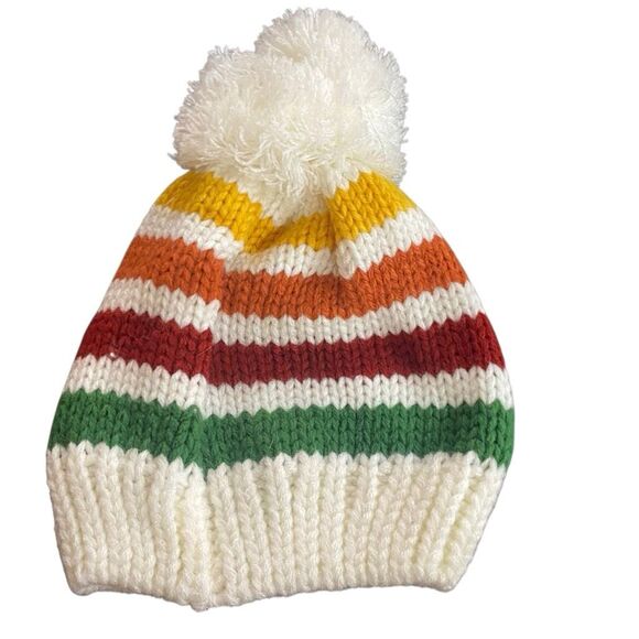 C.C. Beanie winter hat striped Pom Pom - Picture 3 of 3
